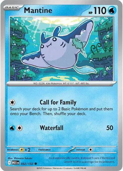 Mantine card from a trading card game with underwater design and character illustration.
