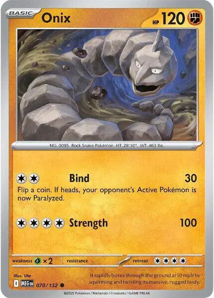Pokémon trading card featuring Onix with detailed artwork and text.