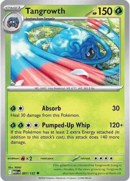 Pokémon trading card featuring Tangrowth with blue and pink design on a green border
