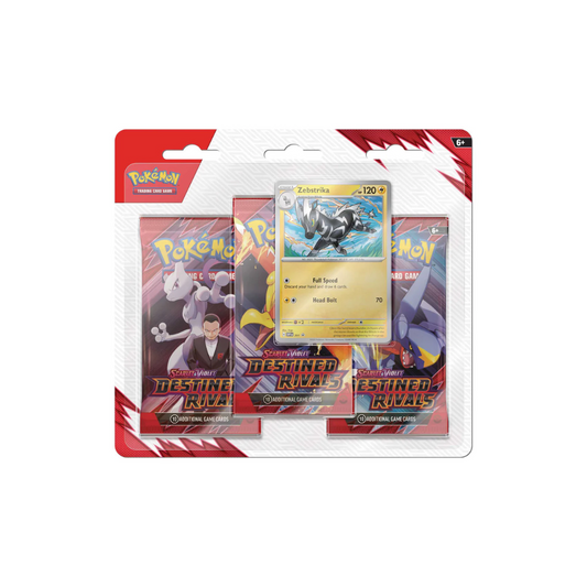 Pokémon Scarlet & Violet 10 Destined Rivals 3-Pack Blister CDU (Zebstrika/Kangaskhan)