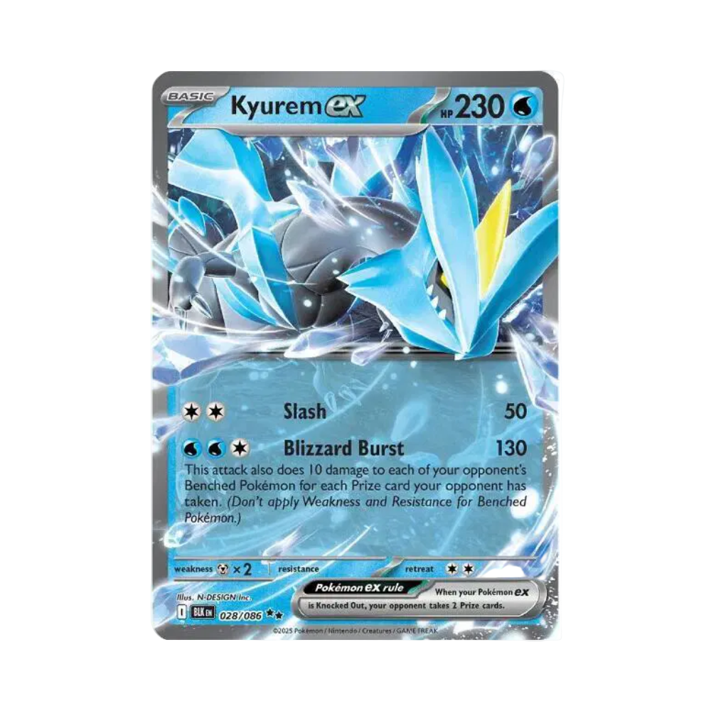 Pokémon trading card featuring Kyurem EX on a white background