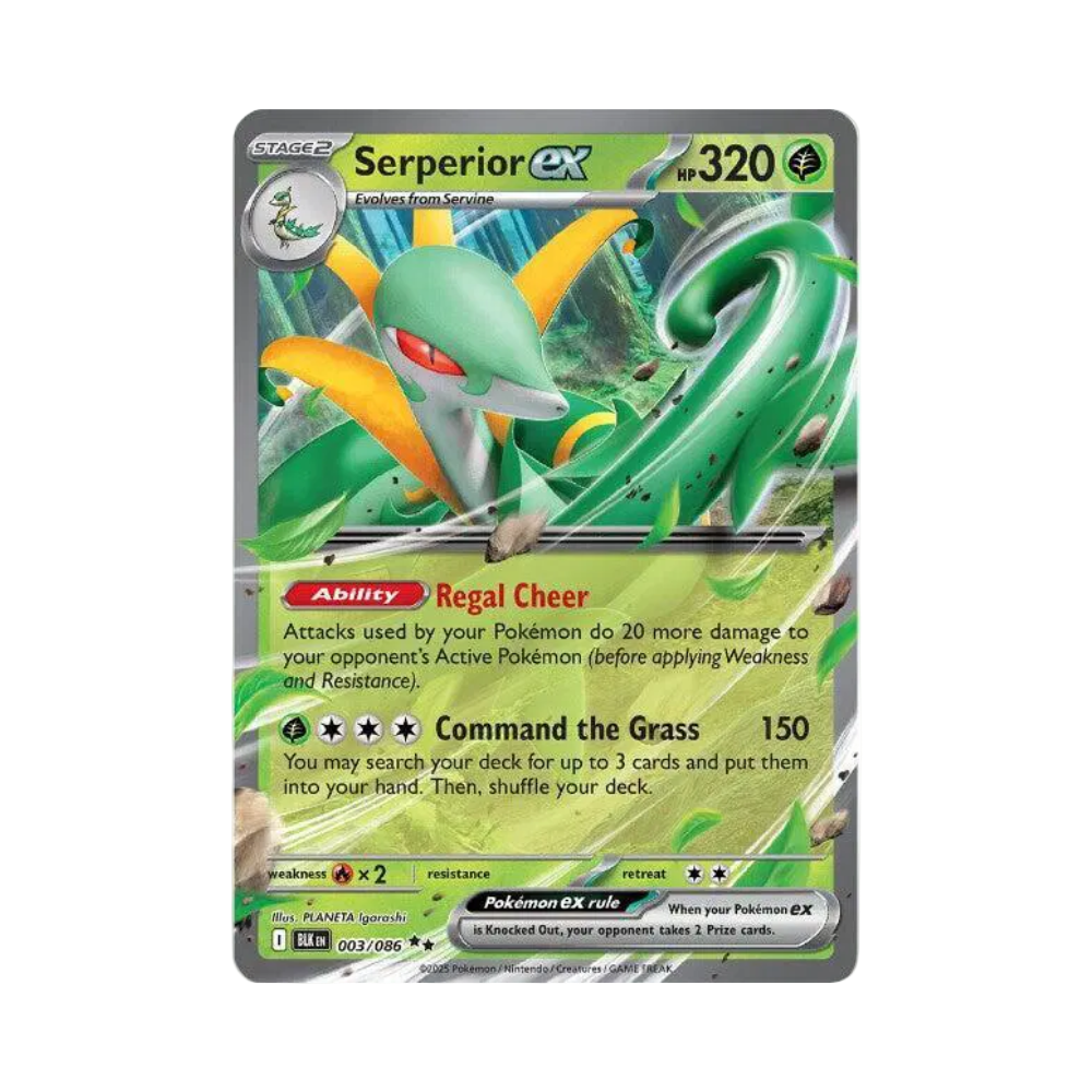 Serperior EX trading card with green and orange design on a white background