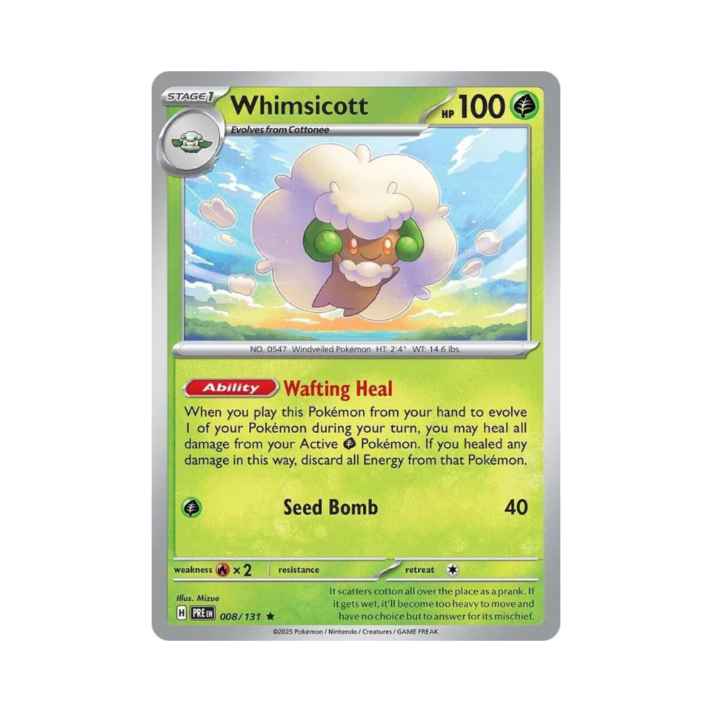 Whimsicott Pokémon Rare 008/131 Prismatic Evolutions