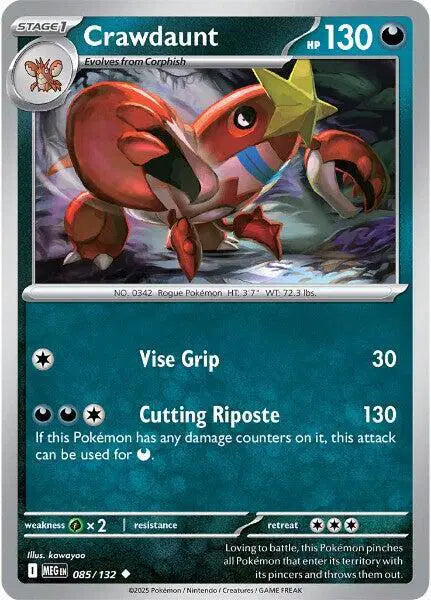 Pokémon trading card featuring Crawdaunt with detailed artwork and text.