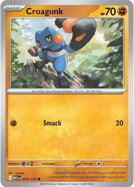 Pokémon trading card featuring Croagunk with a yellow border