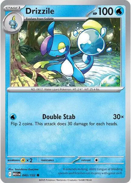 Pokémon trading card featuring Drizzile with water and ice elements.
