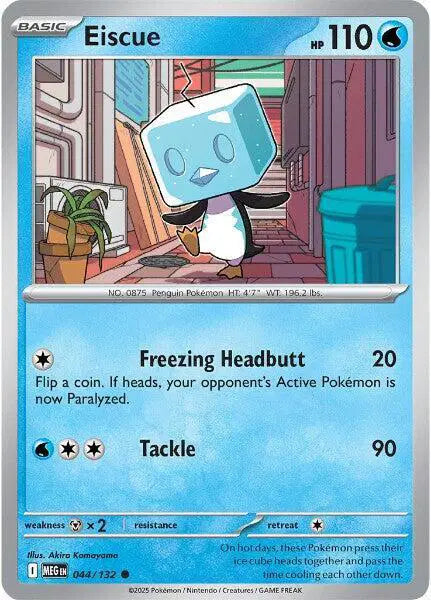Pokémon trading card featuring Eiscue with blue and white design