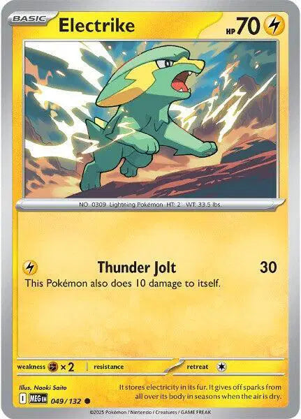Pokémon trading card featuring Electrike with a mountainous background