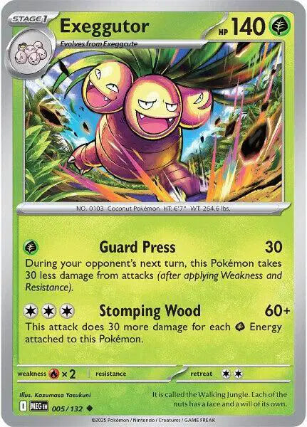 Pokémon trading card featuring Exeggutor with detailed artwork and text.