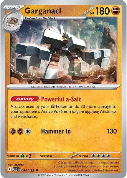 Garganacl Pokémon trading card with rock-like design and text details