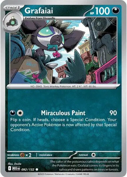 Pokémon trading card featuring Grafaiai with a blue background