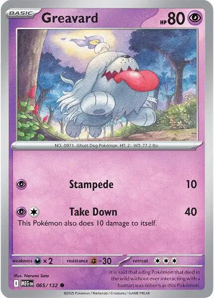 Pokémon trading card featuring Greavard with a purple border