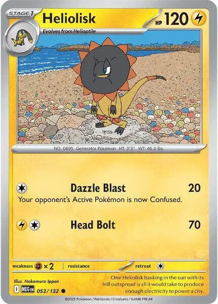 Heliolisk Pokémon trading card with beach background