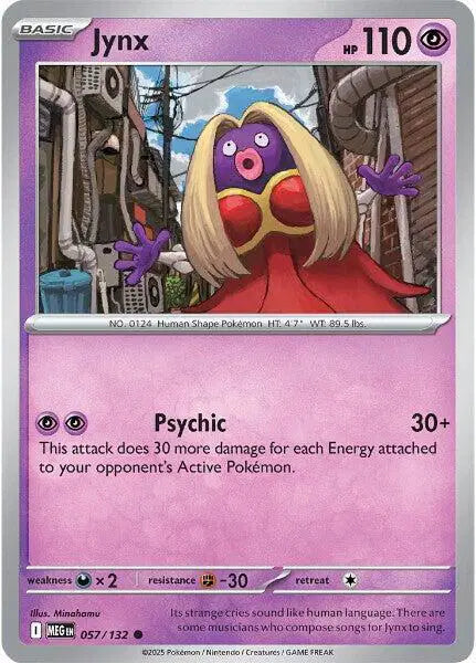 Pokémon trading card featuring Jynx with a pink and purple design.