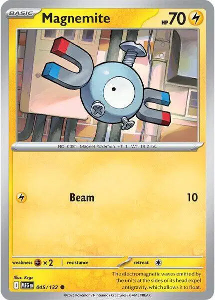 Pokémon trading card featuring Magnemite with a yellow border