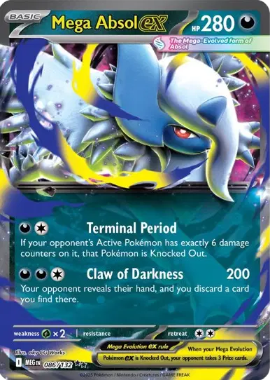 Pokémon trading card featuring Mega Absol with detailed artwork and text.