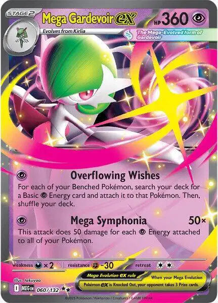 Mega Gardevoir EX trading card with colorful design and text