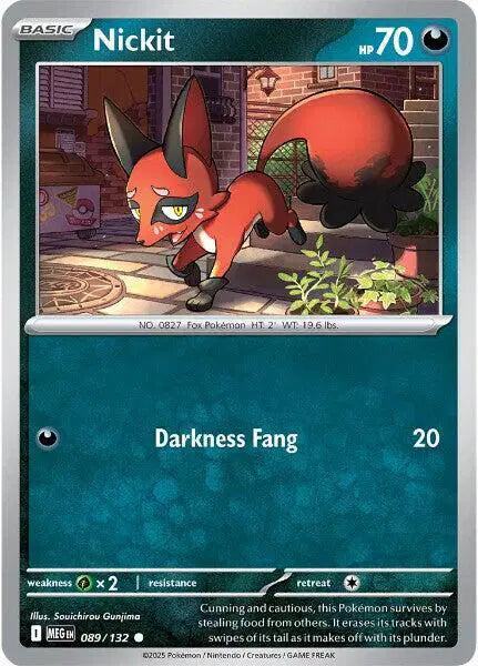 Pokémon trading card featuring Nickit with a blue border