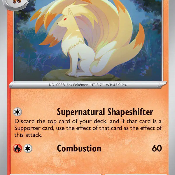Pokémon trading card featuring Ninetales with detailed artwork and text.