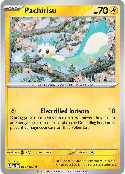 Pokémon trading card featuring Pachirisu with a yellow border