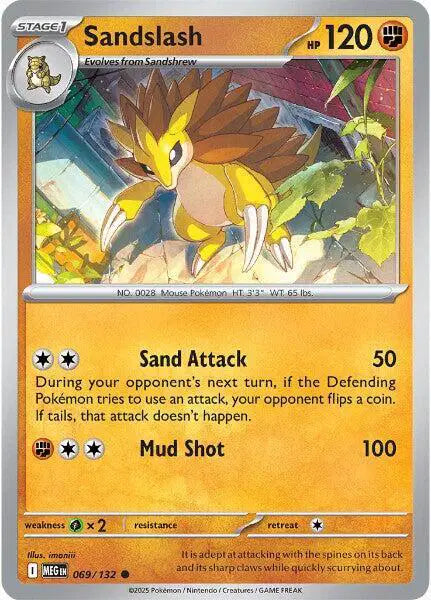 Pokémon trading card featuring Sandslash with detailed artwork and text.
