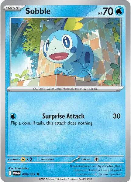 Sobble Pokémon trading card with blue and green design