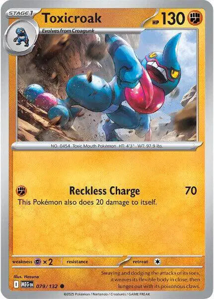 Pokémon card featuring Toxicroak with a yellow border and character illustration.