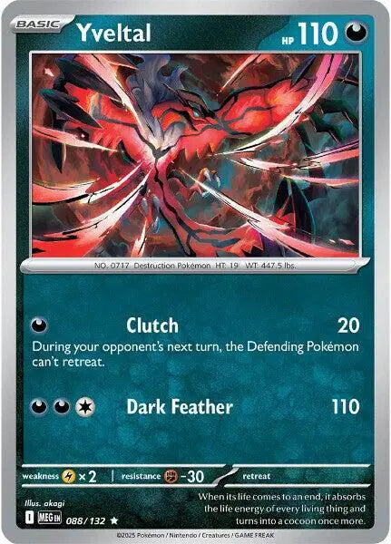 Pokémon trading card featuring Yveltal with detailed artwork and text.