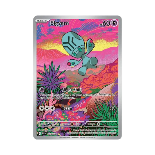 Pokémon trading card featuring Elgyem with a colorful design